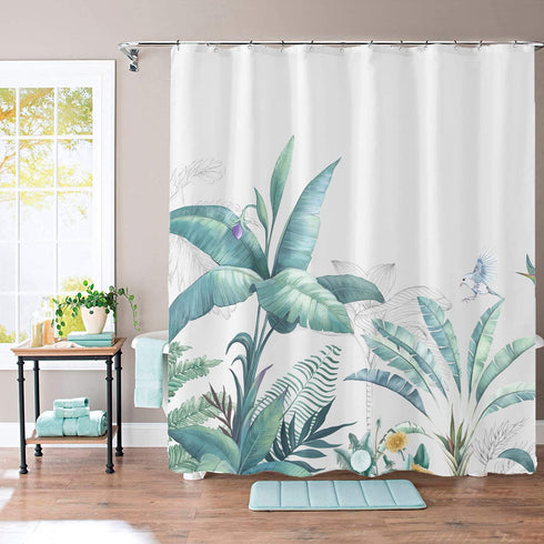 CHICHIC 71x71 Inch Shower Curtain for Bathroom Shower Curtain Set Fabric Shower Curtain with Hooks Thickening Waterproof Bathroom Decorations Tropical Leaves Shower Curtain