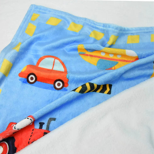 Construction Blanket Kids Fleece Throw Blankets for Girls & Boys - Aircrafts Trucks Cars Printed Quilt Blanket - Cute Small Soft Throw Blanket, 40x50 Inches Comfy Kids Blanket for Toddler