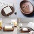 HASTER Walnut Wooden Soap Dish,Natural Handcrafted Bar Soap Holder, Wood Sponge Holder,Premium Gift Soap Holder with Soap Saver for Shower, Bathroom and Kitchen (Rectangular and Oval) 2Pack