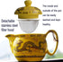 Teapot 12oz Chinese King Yellow Porcelain Flying Two Dragon Game Bead Sea Stainless Mash Infuser for Loose Tea (Yellow Golden dragon)