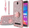 B-wishy for Blu View 2 Case for Women, Glitter Crystal Slim TPU Luxury Bling Cute Protective Cover with Kickstand+Strap for Blu View 2 B130DL
