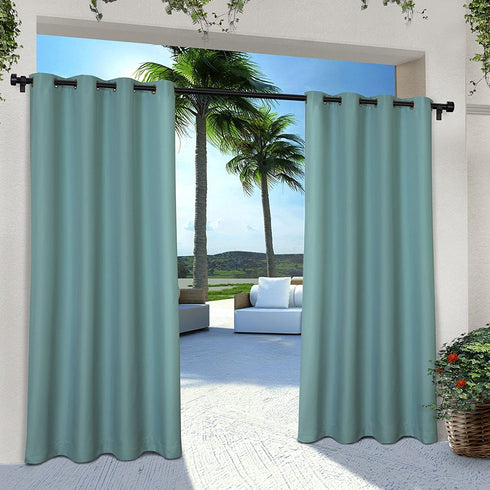 Exclusive Home Indoor/Outdoor Solid Cabana Grommet Top Curtain Panel, Teal, 54x84, 2 Piece