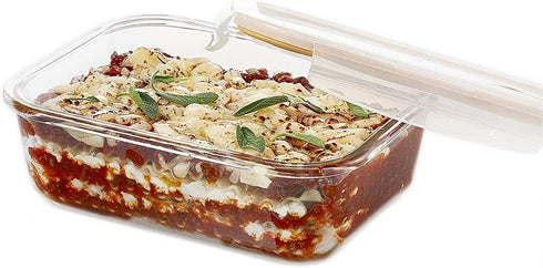 LocknLock Purely Better Glass Food Storage Container with Steam Vent Lid, Rectangle-68 oz, Clear