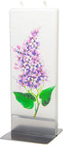 Flatyz Hand Painted Flat Candle| Unscented, Dripless, Smokeless, Decorative | Purple Lilac | Double Wick with Metal Base | Unique Gift Idea and Home Décor Accent