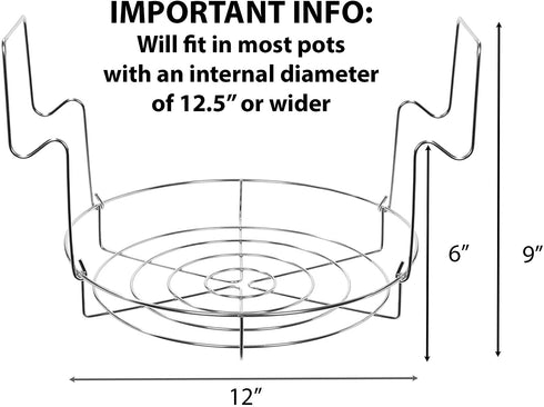 CONCORD 12" Stainless Steel Canning Rack. Holds 8 Pint or 7 Quart Jars. No Rust, Extra Stability. FITS IN POT WITH AT LEAST 12.5" WIDTH. BULK PACKS (2 Pack)