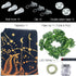 Sun and Moon Tapestry + 6 Fake Ivy Vines + 32.8ft LED String Lights, Wall Hanging Tapestry Psychedelic Aesthetic Home Decor for Bedroom Living Room Home Dorm Christmas Wall Decor, Black Gold