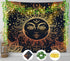 Sun and Moon Tapestry + 6 Fake Ivy Vines + 32.8ft LED String Lights, Wall Hanging Tapestry Psychedelic Aesthetic Home Decor for Bedroom Living Room Home Dorm Christmas Wall Decor, Black Gold
