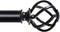 KAMANINA 1 Inch Curtain Rod Single Drapery Rod 36 to 72 Inches (3-6 Feet), Twisted Cage Finials, Black