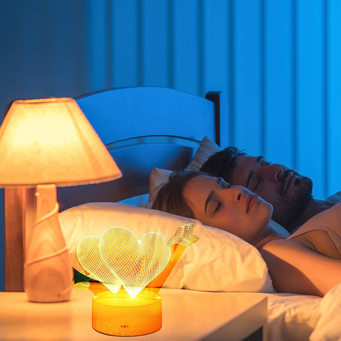 3D Love Cupid Lamp, Romantic Love Illusion Light 16 Colors Change Night Light LED Heart Sleep Light for Valentines Wife Boyfriend Girlfriend, Remote Touch