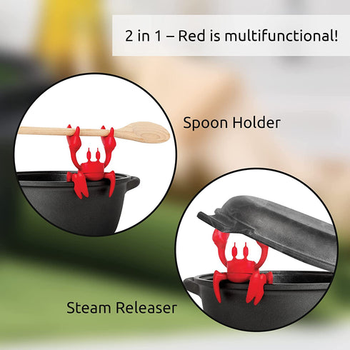 OTOTO Red the Crab Silicone Utensil Rest - Silicone Spoon Rest for Stove Top - BPA-Free, Heat-Resistant Kitchen and Grill Utensil Holder - Non-Slip Spoon Holder Stove Organizer and Steam Releaser¦
