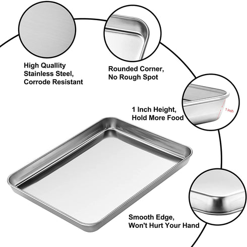 Baking Sheets Set of 2 Packs, Zacfton 12 Inch 16 Inch Baking Pans Cookie Pan Tray for Toaster Oven Bakeware Set Rimmed Baking Tray 2 Pieces for Baking and Roasting, Durable & Commercial Quality
