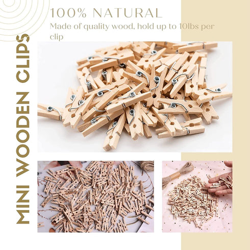 Tiny Clothespins,Mini Clothes Pins for Photo,Small Clothes pins for Photos Natural Wooden Small Photo Clips for Crafts 200 PCS 1 Inch Mini Close Pins for Pictures,Display Artwor,Little Baby Shower