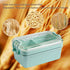 Iteryn Stackable Bento Lunch Box, Eco-Friendly Wheat Fibre Bento Box for Kids Adult, 2 Layer 3 Compartment Lunch Containers, Microwave Safe - Green