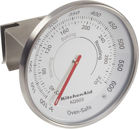 KitchenAid KQ903 3-in Dial Oven/Appliance Thermometer, TEMPERATURE RANGE: 100F to 600F, Stainless Steel