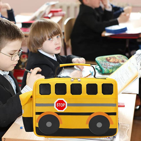 BLUBOON Insulated Lunch Box for Kids Boys Girls School Lunch Bags Reusable Cooler Thermal Meal Tote for Picnic (Yellow School bus)