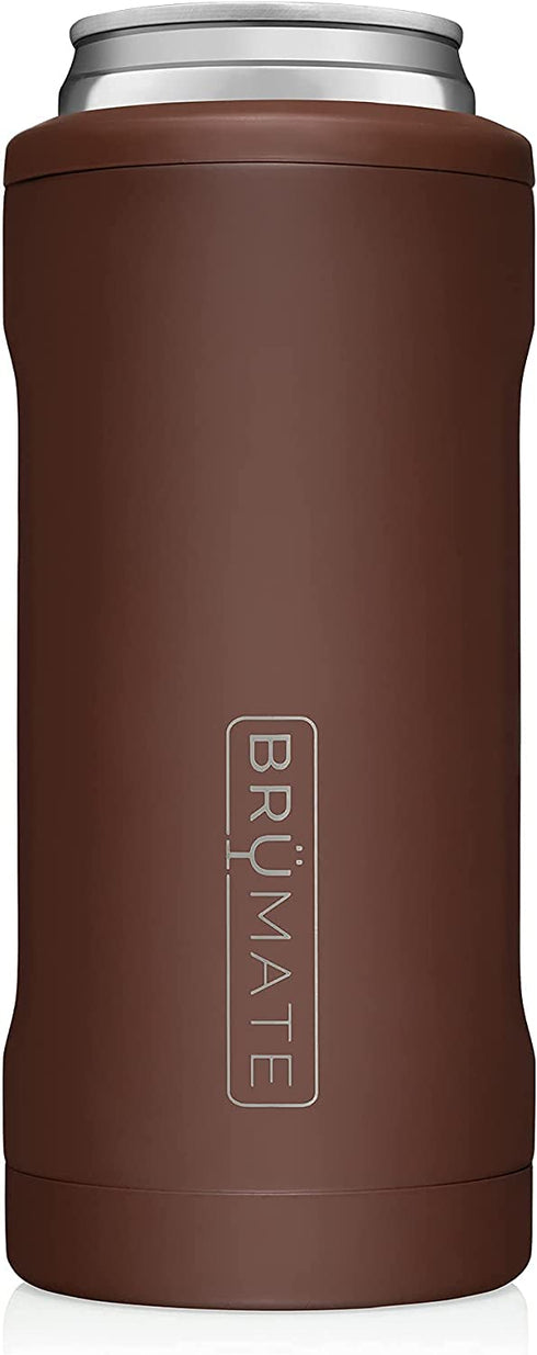BrüMate Hopsulator Slim Double-walled Stainless Steel Insulated Can Cooler for 12 Oz Slim Cans (Matte Pecan)