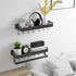 Shengsite Shower Caddy Shelf, Wall Mounted Shower Organizer with Towel Bar and Hooks, Drill Free Aluminum Alloy Caddy Rack for Bathroom, Kitchen, Bedroom, Over Toilet - Set of 2
