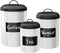 LF Likefair Farmhouse Kitchen Canisters Set of 3,Food Storage Containers for Home Kitchen, Tea, Herbs, Sugar, Salt, Coffee, Flour, Herbs (White & Black)