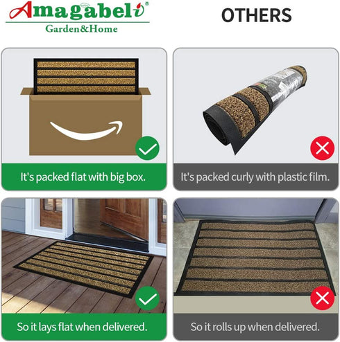 Amagabeli Outside Shoe Mat Rubber Doormat for Front Door 18"x 30" Outdoor Mats Entrance Waterproof Rugs Dirt Debris Mud Trapper Carpet for Patio Non Skid Doormats All Weather Exterior Door Mat
