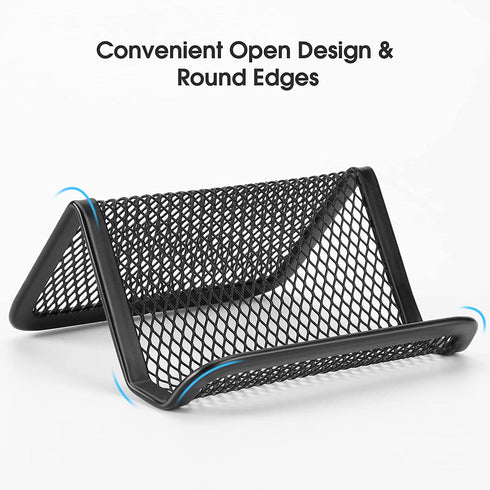 MaxGear Mesh Business Card Holder Stand Metal Business Card Stand for Desk Office Business Card Display with 50 Name Card Capacity 6 Pack Black