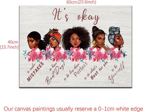 African American Wall Art Black Girls Portrait Decor Black Queen Inspirational Picture for Home Its Okay To Make Mistake Poster for Bathroom Unframed