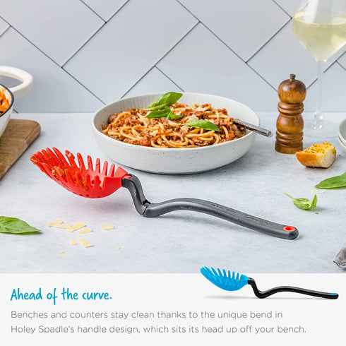 Dreamfarm Holey Spadle | Non-Stick Cooking Spoon & Serving Ladle with Holes | Dreamfarm Blue