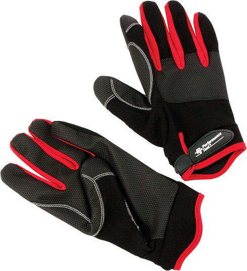 Performance Tool High Dexterity, Excellent Grip, Ideal for working on cars and outdoor jobs | Mechanics Gloves - Large, Red, W89006