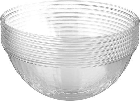 Clear Plastic Serving Bowls for Parties | 48 Oz. 12 Pack | Round Disposable Serving Bowls | Clear Chip Bowls | Party Snack Bowls | Plastic Candy Dish | Salad Serving Containers | Large Candy Bowls