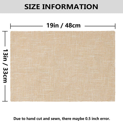 Kevin Textile Burlap Linen Placemats Set of 4 Heat Resistant Dining Table Place Mats Washable Kitchen Table Mats, 13 x19 inches, Cream Beige