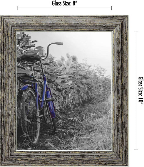 Americanflat 8x10 Rustic Tan Picture Frame with Polished Glass - Horizontal and Vertical Formats for Wall and Tabletop - Pack of 2