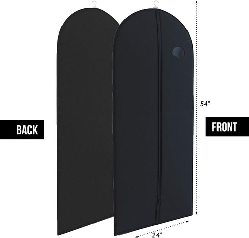 Black Suit, Dress and Gown Garment Travel Bags 3 Pack - 54" x 24" - with Window