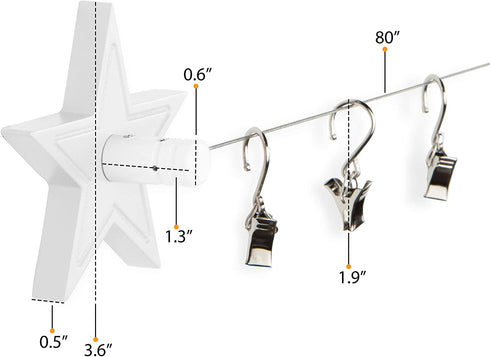 Wallniture Arte Picture Hangers Kit for Kids' Arts and Crafts, Adjustable Wire Curtain Rod with 24 Clips, White
