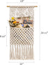 Mkono Macrame Wall Holder Small Mail Letters Storage Organizer Holder Wall Mount Cotton Wovening Hanging Pocket Boho Home Decor Ivory, 13" W — 24.5" L