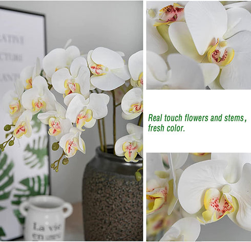 HinyoCo 5 Pcs Artificial Phalaenopsis Flowers Artificial Orchid Flowers 32 Inch Stem Plants for Home Wedding Decoration