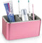 Toothbrush Holder with Draining Tray, Multi-Functional 5 Slots Aluminum Alloy Toothbrush Holder for Bathroom, Vanity Countertops and Office Desk (Rose Gold)