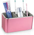 Toothbrush Holder with Draining Tray, Multi-Functional 5 Slots Aluminum Alloy Toothbrush Holder for Bathroom, Vanity Countertops and Office Desk (Rose Gold)
