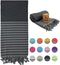 Ray Silver Premium Turkish Beach Towel 100% Cotton-Quick Dry Turkish Bath Towel 71?x40?(100x180 cm)-Prewashed Peshtemal Blanket-Thin Light Weight Travel SPA Pool Bath Beach Gym Pool (Black/Grey)