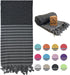 Ray Silver Premium Turkish Beach Towel 100% Cotton-Quick Dry Turkish Bath Towel 71?x40?(100x180 cm)-Prewashed Peshtemal Blanket-Thin Light Weight Travel SPA Pool Bath Beach Gym Pool (Black/Grey)