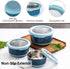 Lille Home Premium Stainless Steel Food Containers/Bento Lunch Box With Anti-Slip Exterior, Set of 3, 420ML, 730ML,1.2L, Leakproof, BPA Free, Portion Control (Blue)