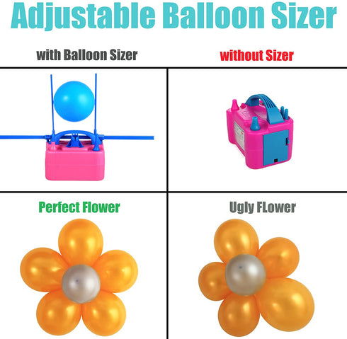 Party Zealot Electric Balloon Inflator Dual Nozzles with Balloon Sizer Air Pump US Standard Plug for Balloon Arch, Balloon Column Stand, and Balloon Decoration