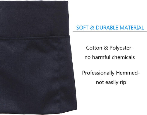 BOHARERS Waist Apron with 3 Pockets 4 Pack - Black Waitress Waiter Half Aprons Kitchen Restaurant for Women Men Server, 24 X 12 for Holding Server Book Guest Check Card Holder
