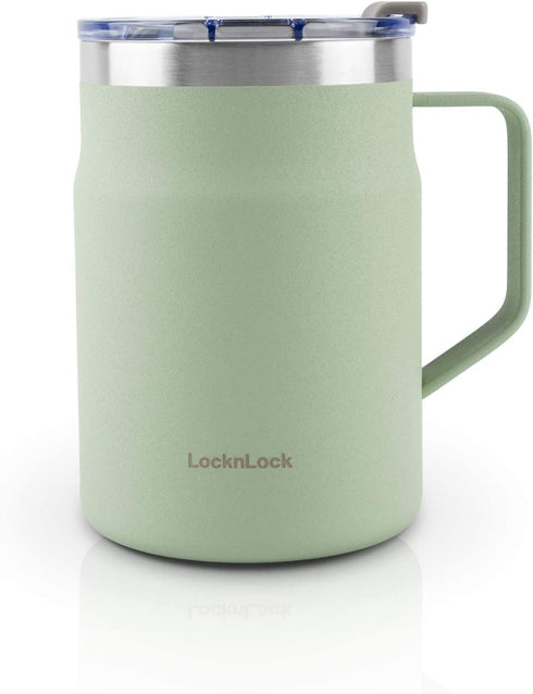LocknLock Stainless Steel Double Wall Insulated with Handle, Lid, 16 oz, Mint Metro Mug