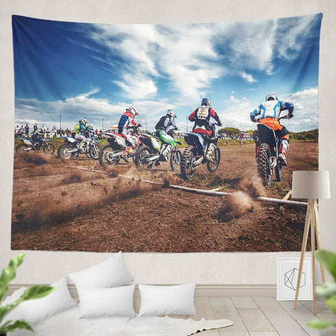 KULUSSY Tapestry Wall Hanging 80x60 Inch Start Motorcross Bike Motocross Dirt Dirtbike Path Supercross Action Active Air Decorations Tapestry for Bedroom Living Decor