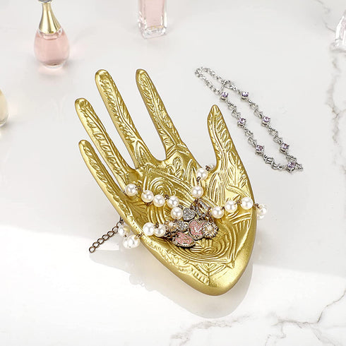 ELLDOO Buddha Hand Jewelry Tray Rings Holder Jewelry Display Hand jewelry Holder Trinket Dish Storage Decoration ,Gold