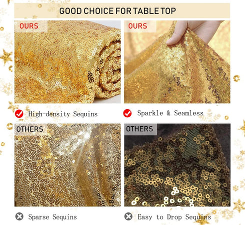 B-COOL Gold Table Runners 4 Pieces 12x72 Inch Gold Party Table Decorations for Rectangle Gold Decor Gold Sequin Runner
