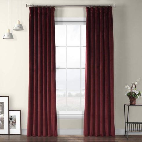 HPD Half Price Drapes VPYC Heritage Plush Velvet Curtain (1 Panel), 50 X 108, Dark Merlot