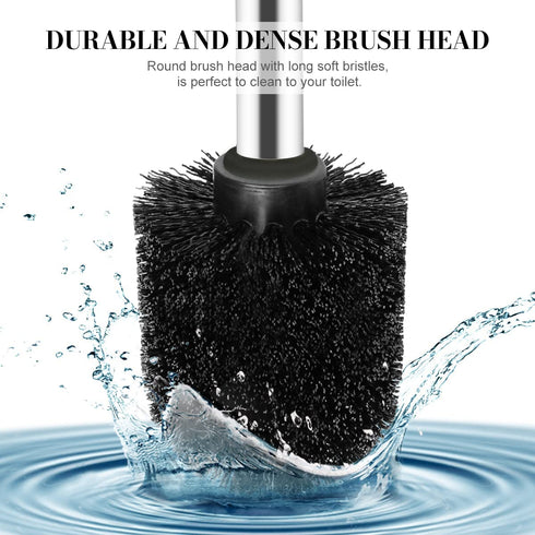 IXO Toilet Brush and Holder, 2 Pack Toilet Brush with 304 Stainless Steel Long Handle, Toilet Bowl Brush for Bathroom Toilet-Ergonomic, Elegant,Durable (Grey)