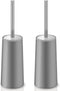 IXO Toilet Brush and Holder, 2 Pack Toilet Brush with 304 Stainless Steel Long Handle, Toilet Bowl Brush for Bathroom Toilet-Ergonomic, Elegant,Durable (Grey)