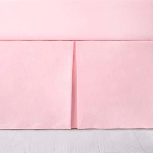 TILLYOU Pink Pleated Crib Bed Skirt for Baby Boys Girls, 100% Natural Soft Dust Ruffle, Standard Nursery Bedding Toddler Bedskirt Solid, 14" Drop