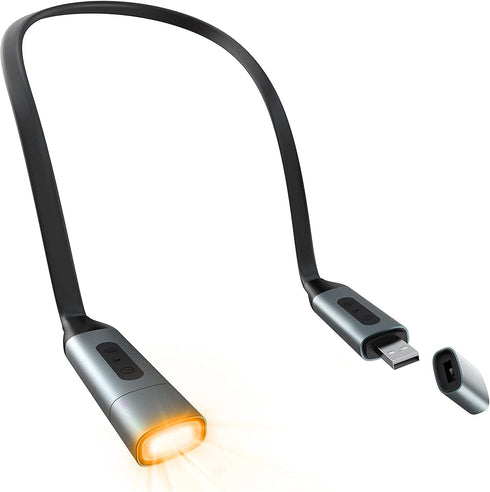 Neck Light,Book Light,IGOKOTI 1100mAh Rechargeable Amber Light,3 Colors Brightness Stepless Dimming,Bendable Arms/Knitting/Gifts for Book Lovers Women